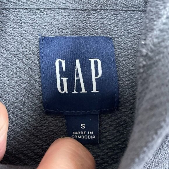 Gap Mens Small Dark Gray Hoodie Pullover Sweatshirt Cotton Blend a0964 - Picture 2 of 7